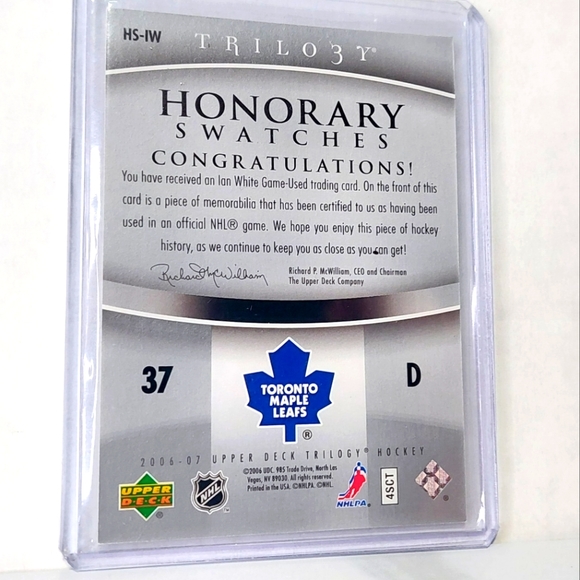 Ian White Honorary Swatches Game-Used Jersey Hockey Card Toronto Maple Leafs - Picture 2 of 2